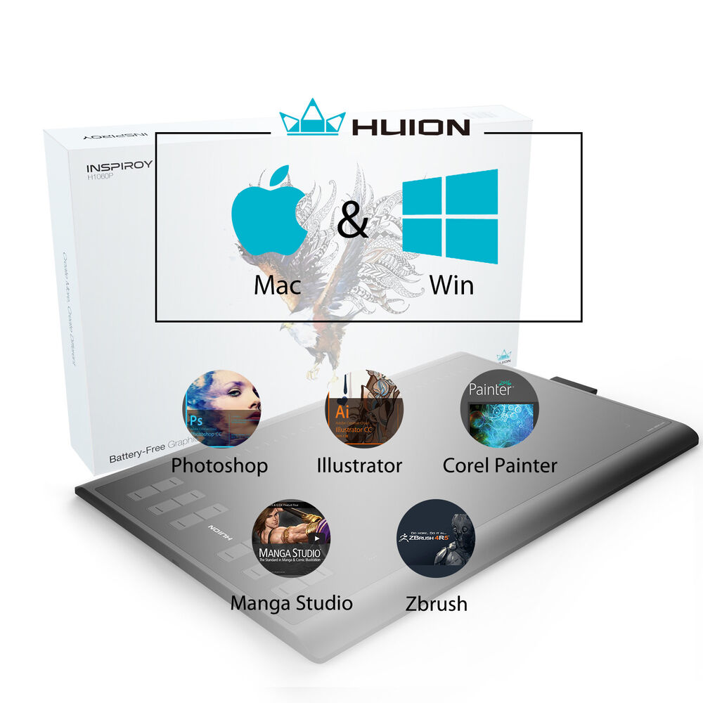 Huion H1060P Refurbished Graphics Tablet with Battery-free Pen