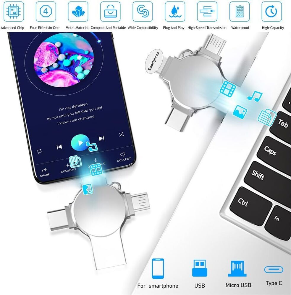 High-Capacity 4in1 USB 3.0 Flash Drive with OTG Type-C