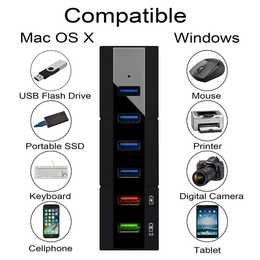 6-Port USB 3.0 Hub with Switcher for Enhanced Connectivity