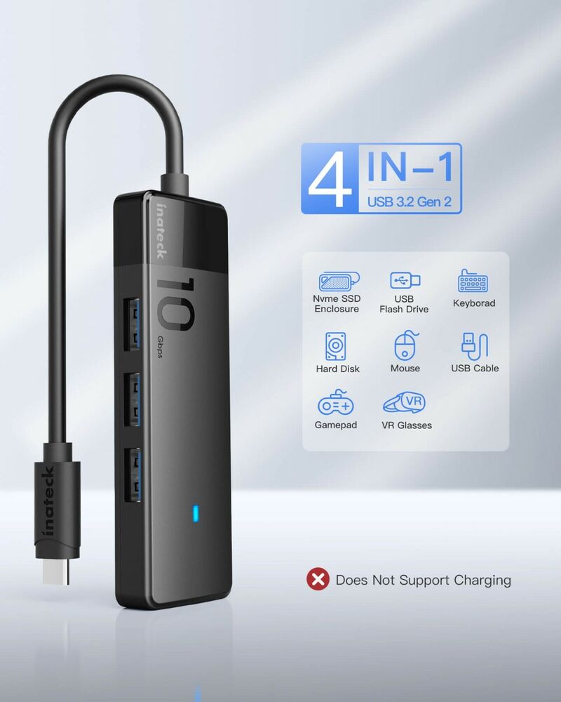 Ultra-Fast USB C Hub with 4 USB A Ports