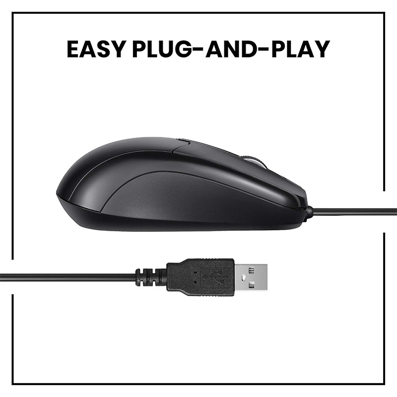 Enhanced Precision USB 2.0 Wired Optical Mouse with Scroll Wheel