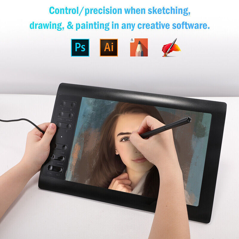 10x6 inch Professional Digital Drawing Tablet with Battery-free Pen