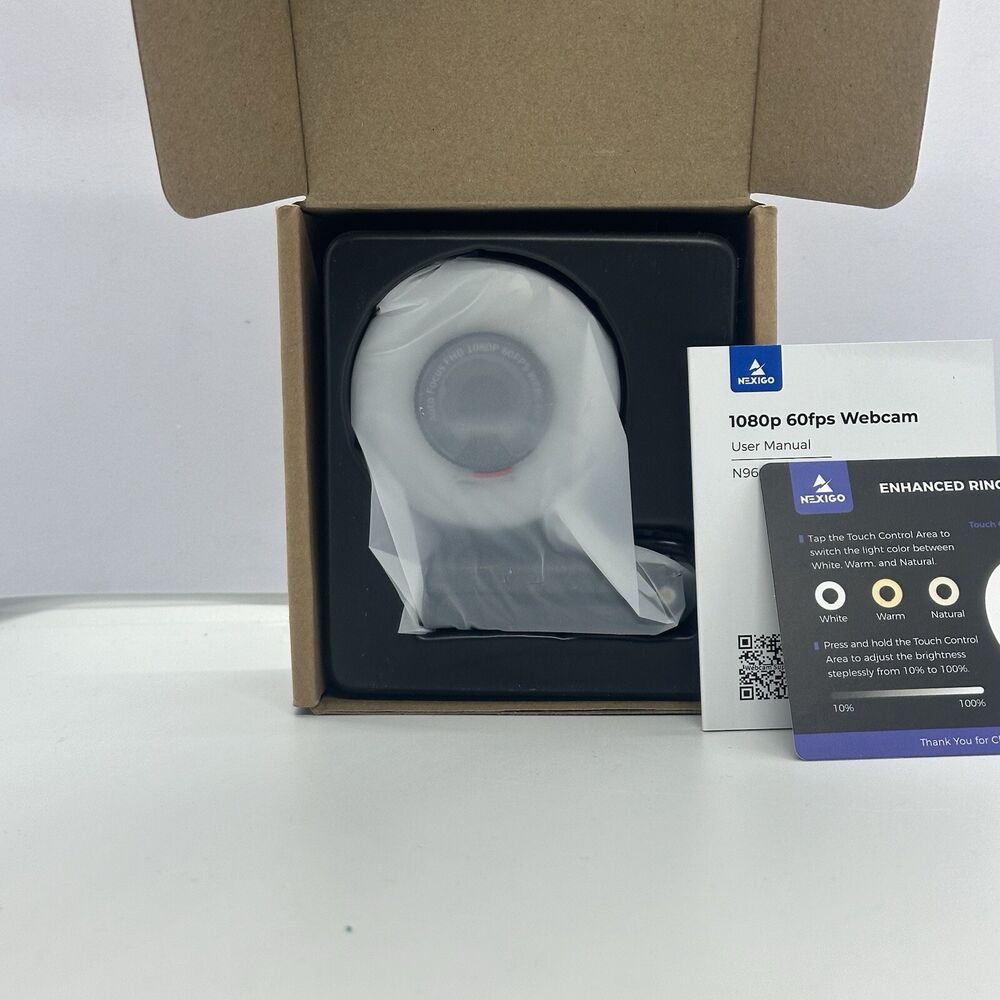 NEXIGO N960E 1080P Webcam with Adjustable Ring Light