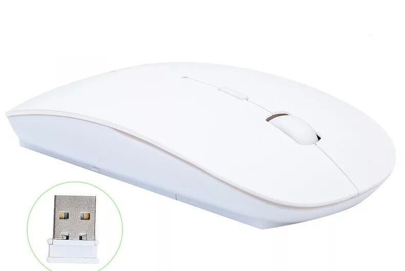 2.4GHz Ergonomic Wireless Optical Mouse for Mac and PC - White