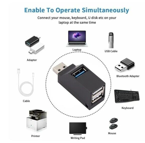 3 Port USB 3.0 Hub Splitter - Boost Connectivity for Multiple Devices