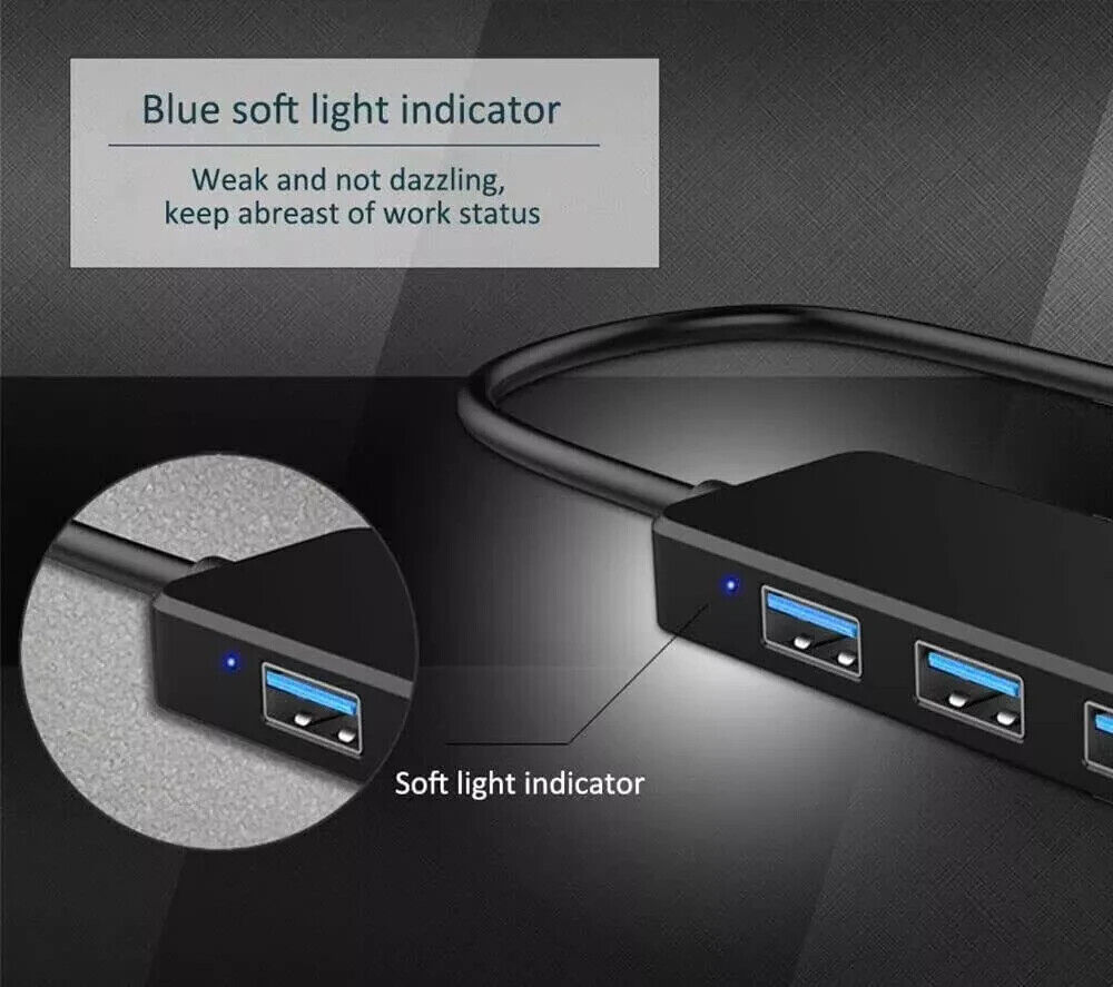 4-Port USB 3.0 Hub for Enhanced Laptop Connectivity