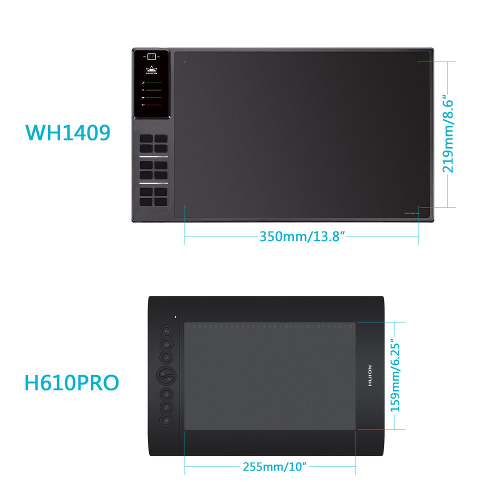 Huion WH1409 Large Wireless Graphics Tablet - Certified Refurbished