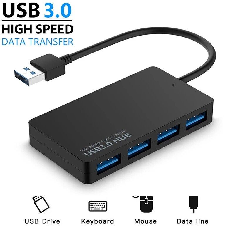 4-Port USB 3.0 Hub Adapter with Charger - High-Speed Connectivity for All Devices