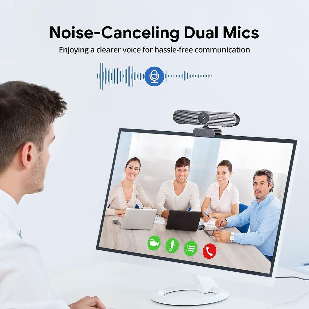DEPSTECH DW50 Pro Webcam: 4K Zoom with Auto-Focus, Microphone & Remote