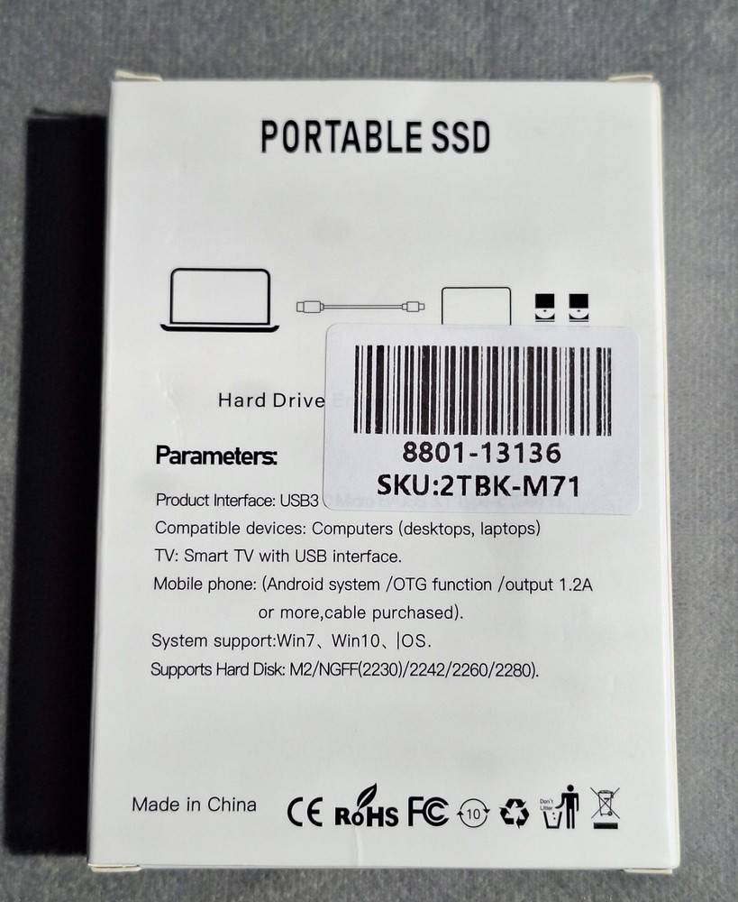 2TB High-Speed Portable External Hard Drive with USB 3.1 Type-C