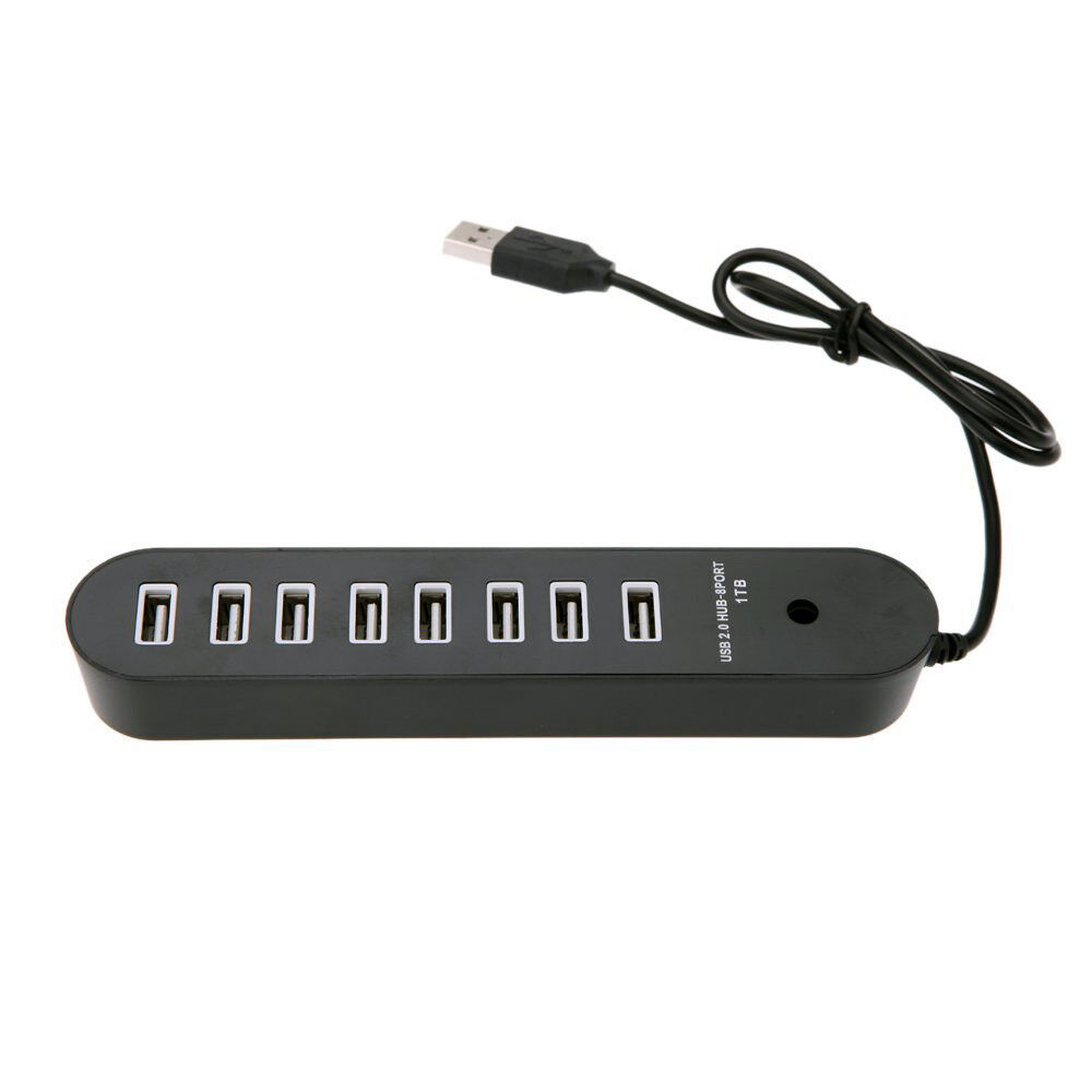 8-Port USB 2.0 High-Speed Data Hub with Integrated Cable