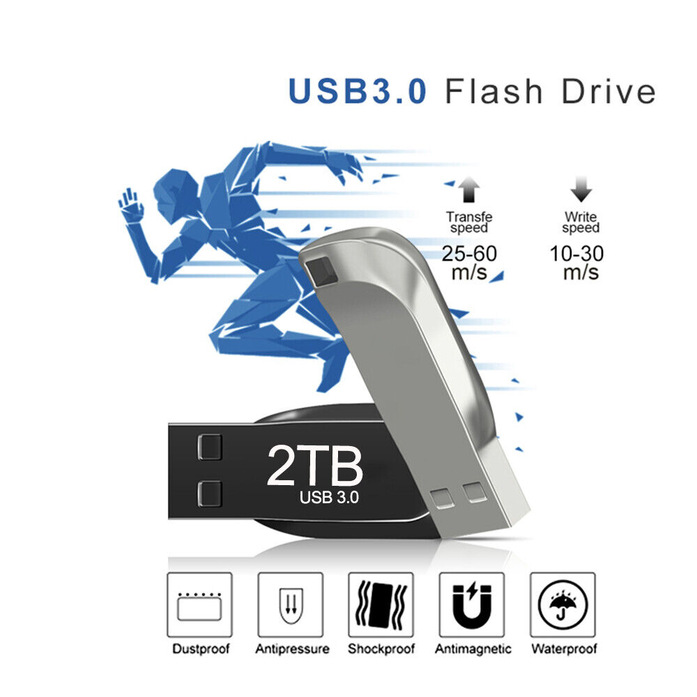 2TB High-Capacity USB 3.0 Flash Drive - Portable Storage for PC and Laptop