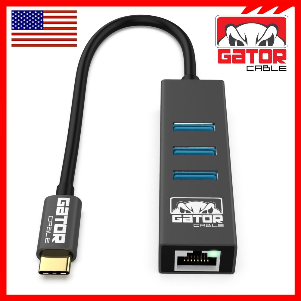 USB-C 3.1 Gigabit Ethernet Adapter with 3-Port HUB - High-Speed Connectivity
