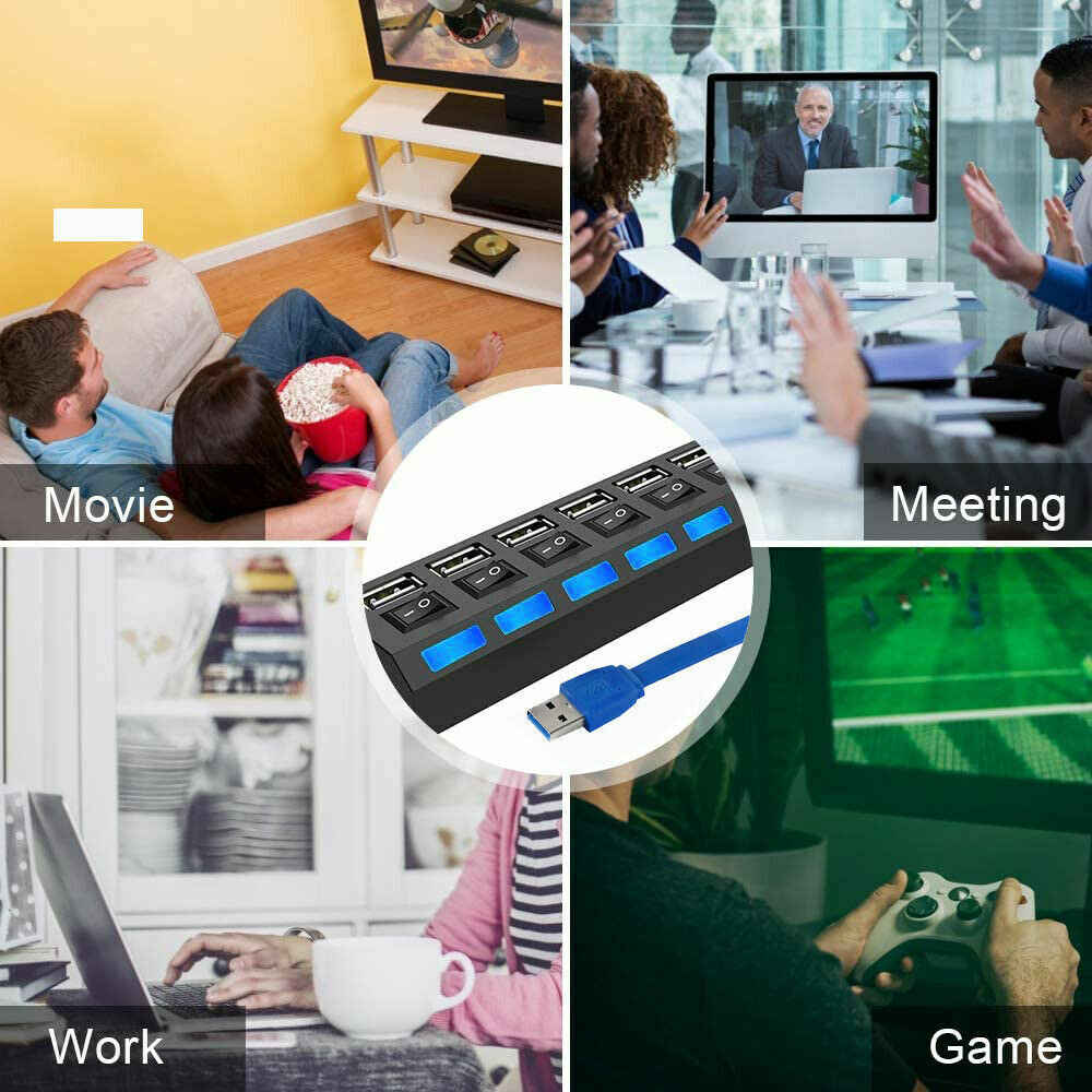 7-Port USB 3.0 Hub with Individual Switches and AC Power