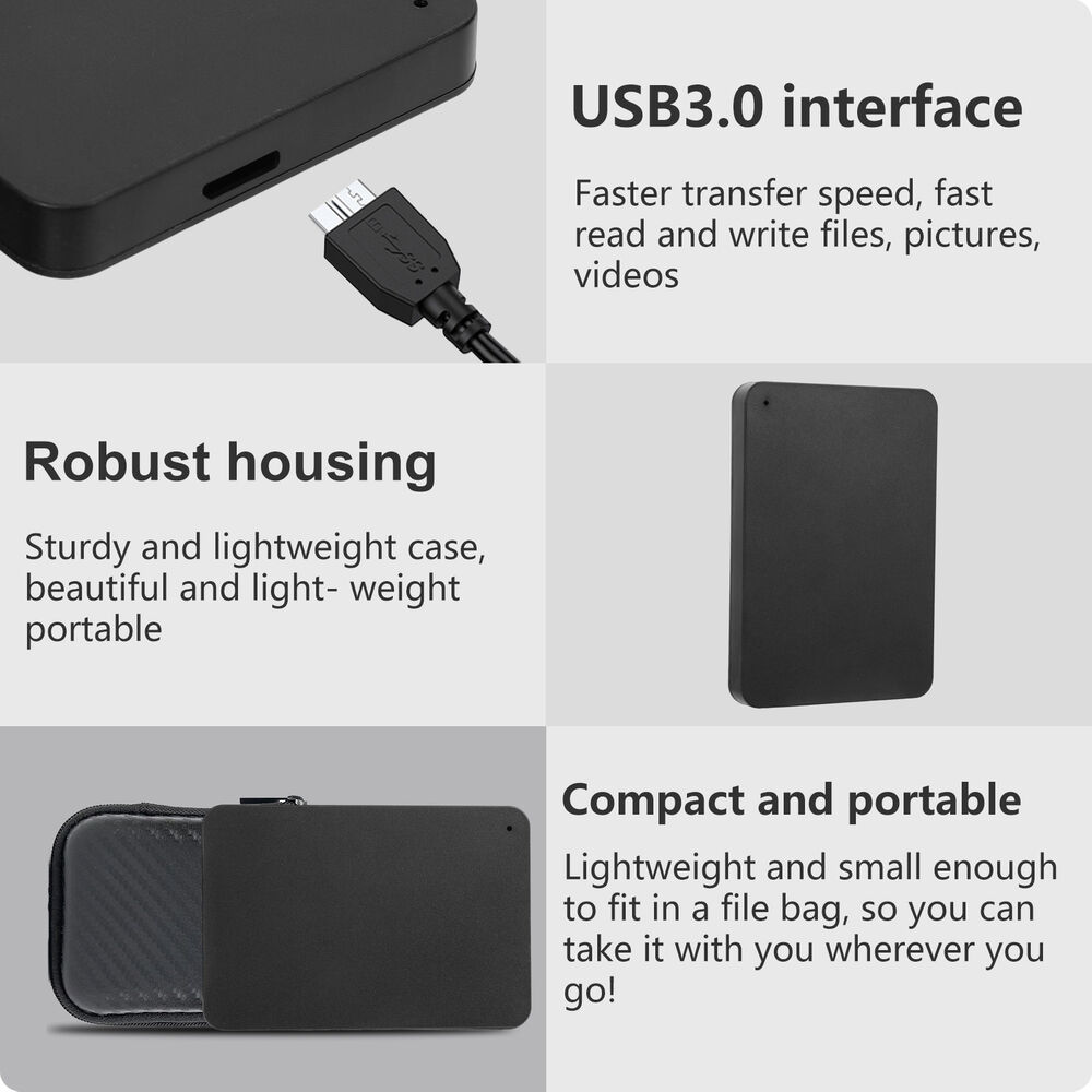 High-Capacity 1/2/4TB USB 3.0 Portable Hard Drives