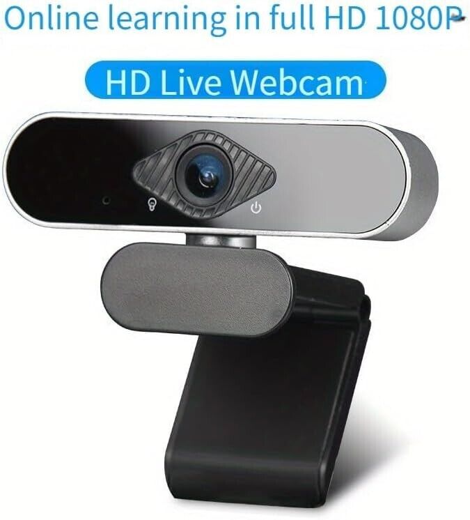 1080P Full HD USB Webcam with Built-in Mic for Clear Video Communication