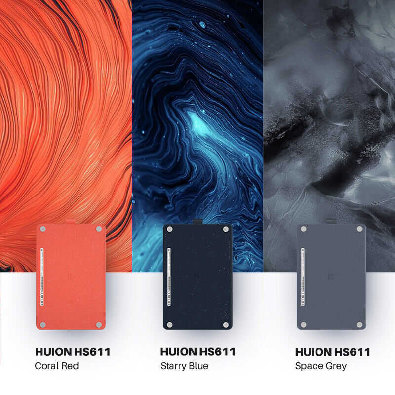 Huion HS611 Graphics Tablet - Enhanced Art Experience with Tilt and Battery-Free Pen