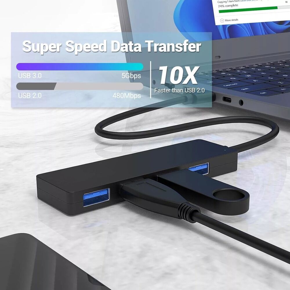 4-Port USB 3.0 Hub Splitter - Expand Your Connectivity Options
