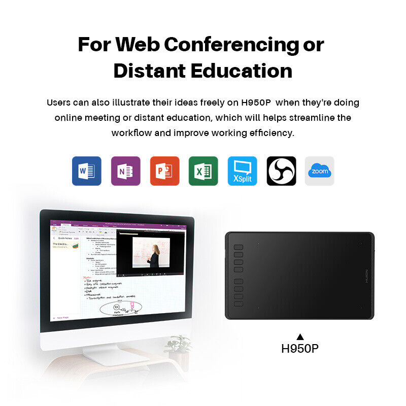Huion H950P Graphics Drawing Tablet - Certified Refurbished with OTG and Tilt Support
