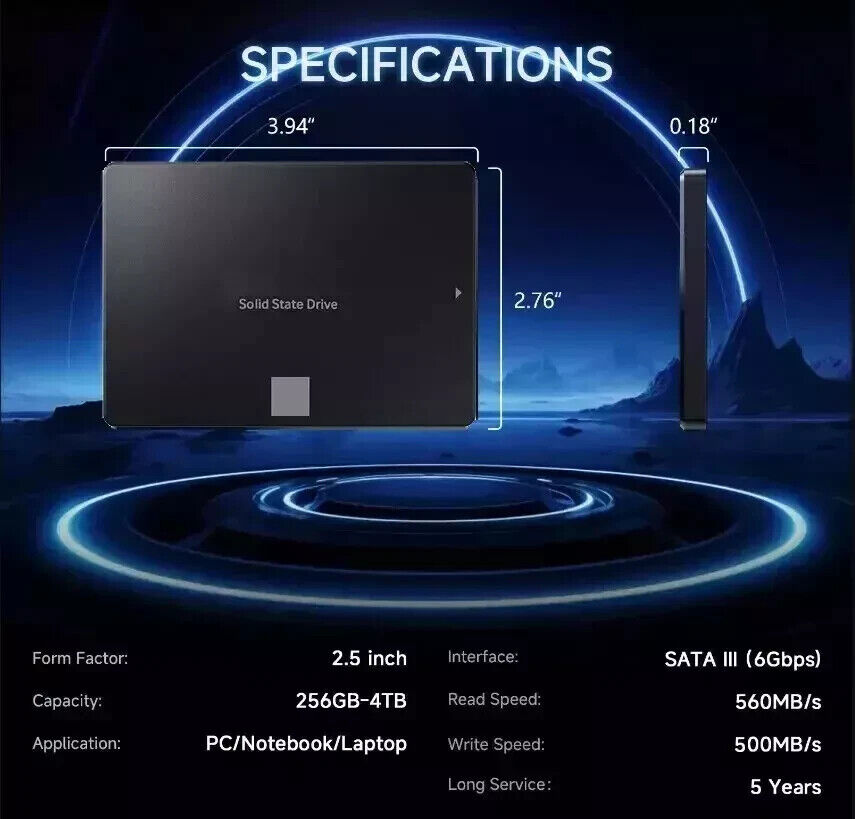 Enhanced Performance 4TB, 2TB, 1TB SSD SATA III Drives for PC/MAC