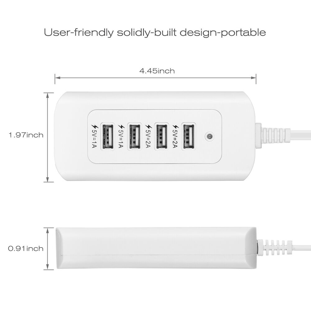 6-Port High-Speed USB Wall Charger Station