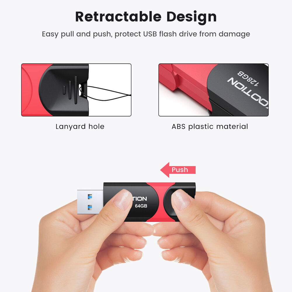 Ultra-Fast USB 3.0 Retractable Flash Drive - High-Capacity Storage