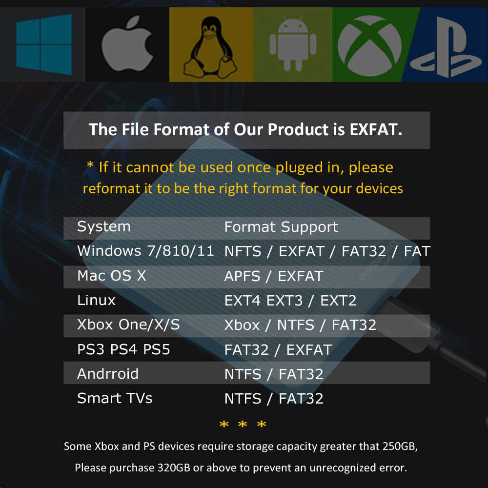 Enhanced Gaming Storage: 1TB/2TB Portable External USB 3.0 HDD for Consoles