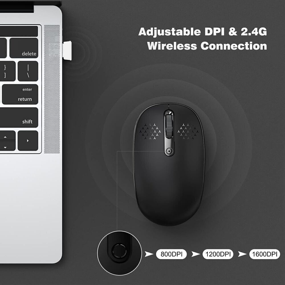 Wireless 2.4GHz Ergonomic Optical Mouse with Adjustable DPI