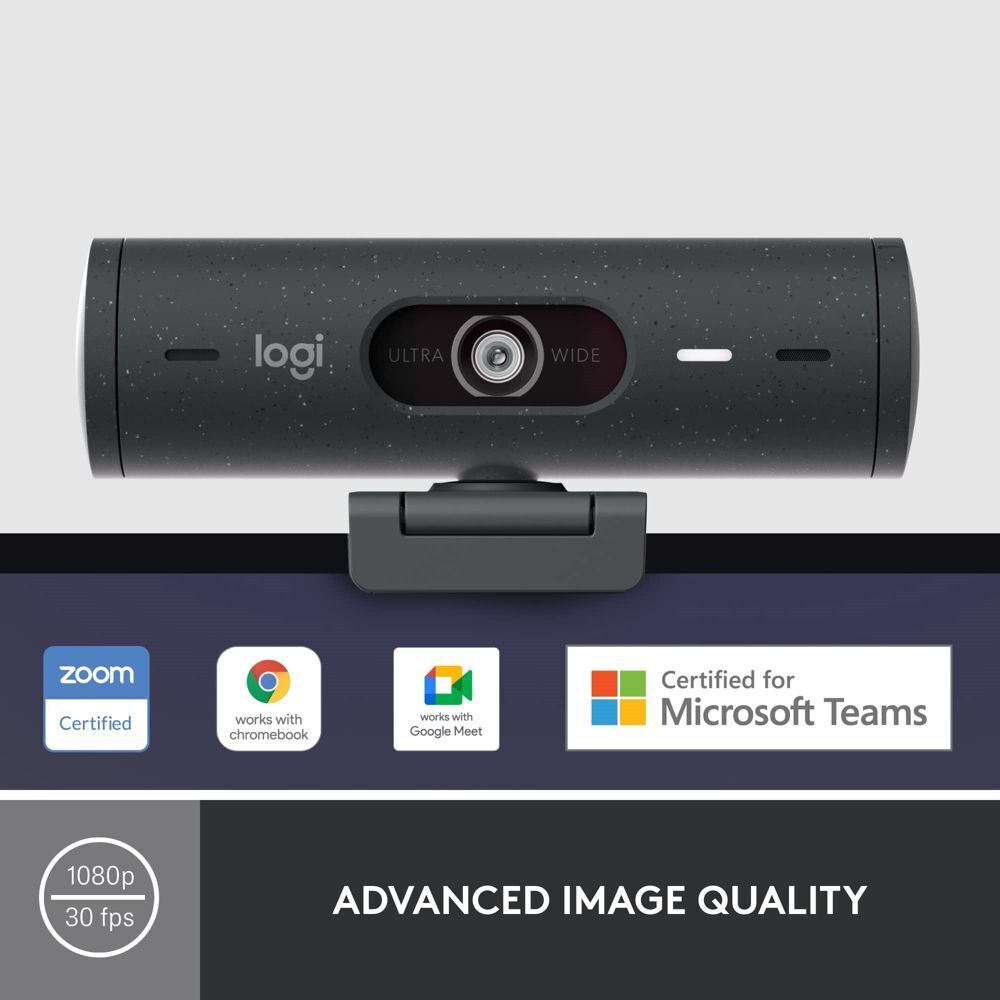 Logitech Brio 500 Webcam - HD Video Conferencing with Privacy Cover