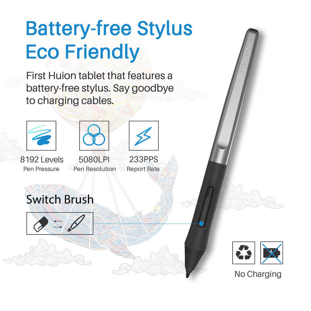 Huion H950P Graphics Drawing Tablet - Certified Refurbished with OTG and Tilt Support