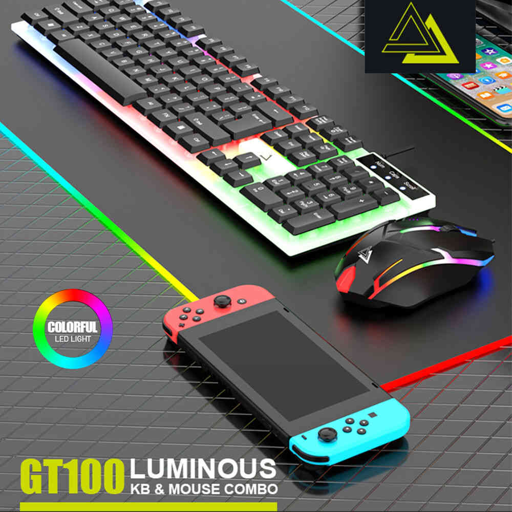 Premium RGB LED Rainbow Backlit Mechanical Gaming Keyboard and Mouse Combo
