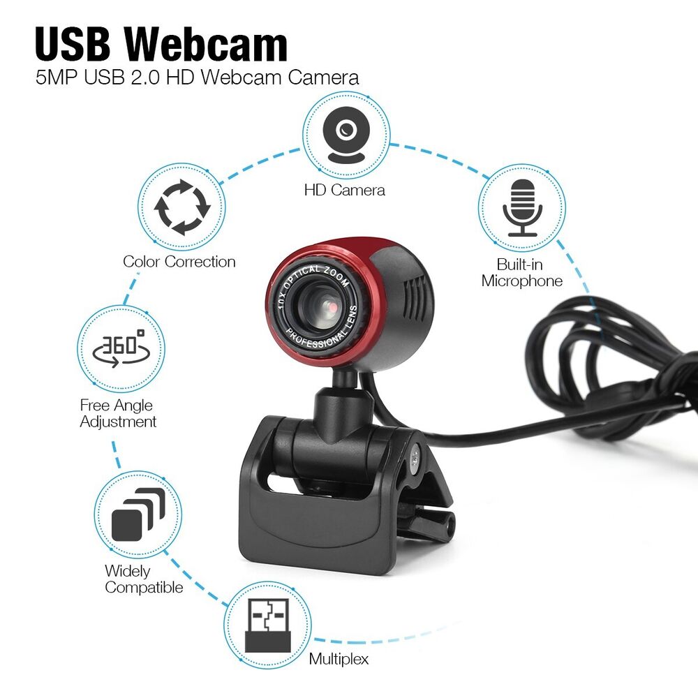 1080P HD Webcam with Built-in Mic for Video Conferencing
