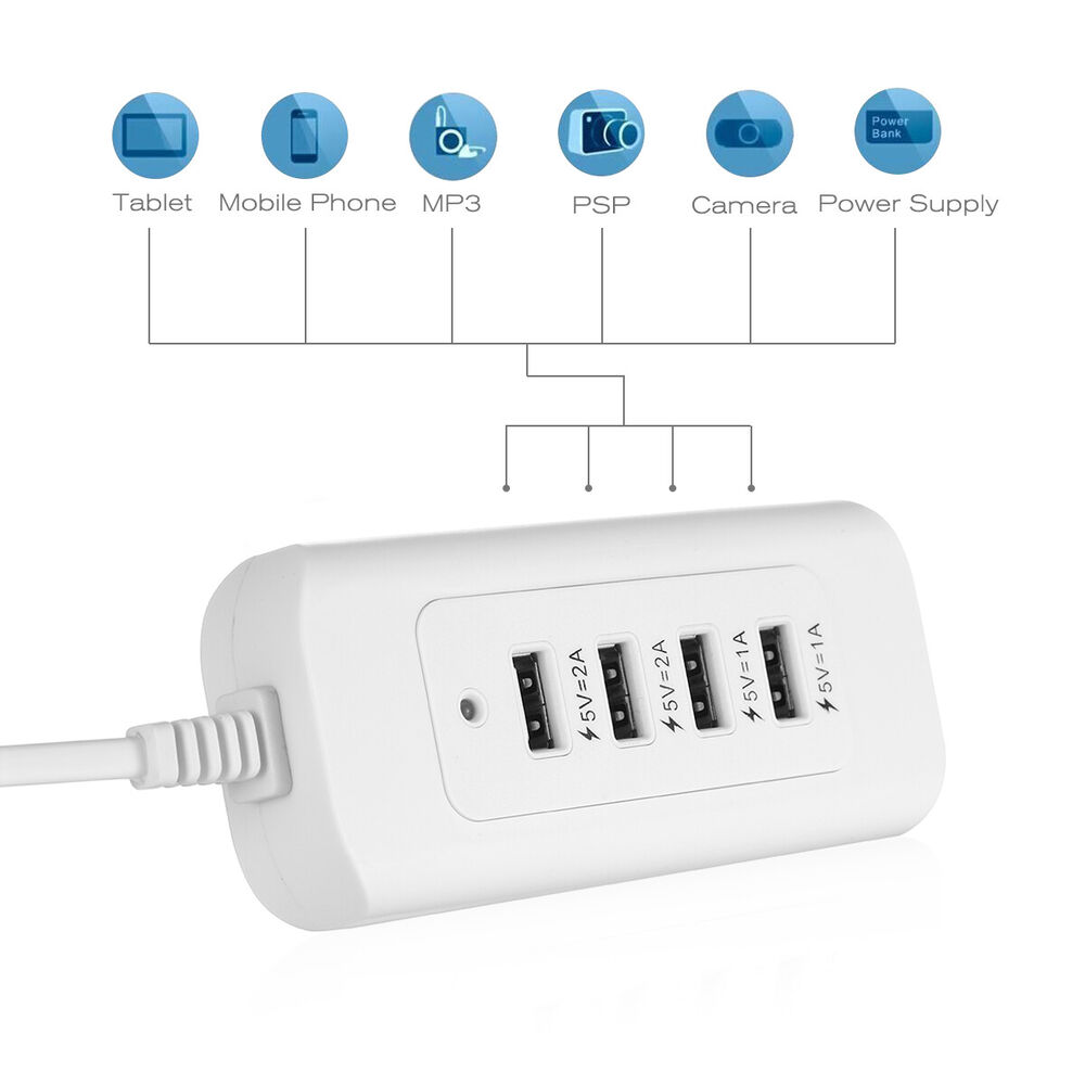 6-Port High-Speed USB Wall Charger Station