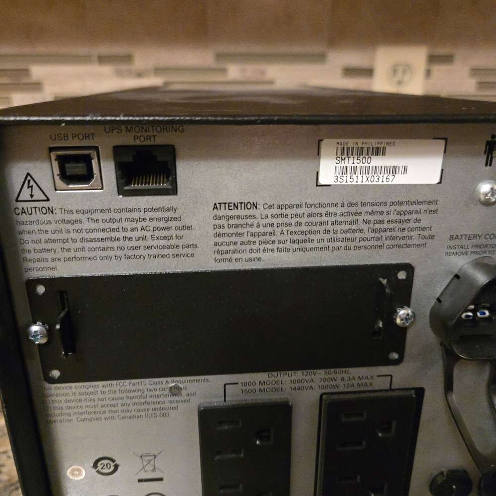 APC Smart-UPS SMT1500 8 Outlet UPS - No Battery, Surge Protection