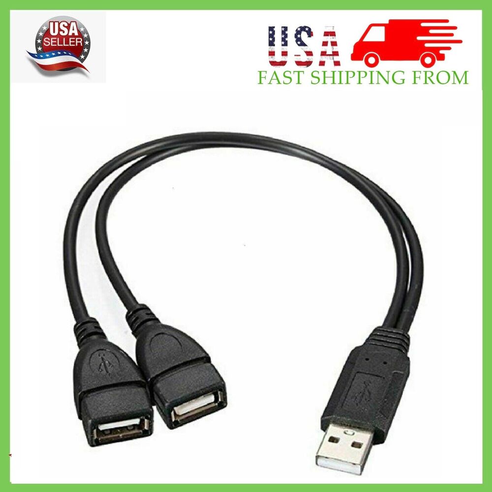 3-Pack USB 2.0 A Male to Dual Female Y Splitter Adapter Cables