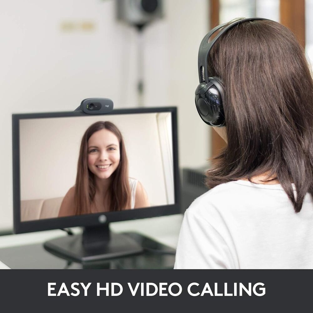 Logitech C270 HD Webcam with Built-in Mic for Clear Video Calls