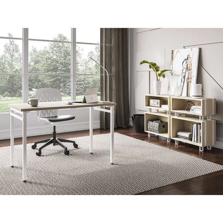 Elegant Industrial-Style Computer Desk with Built-In Craft Table