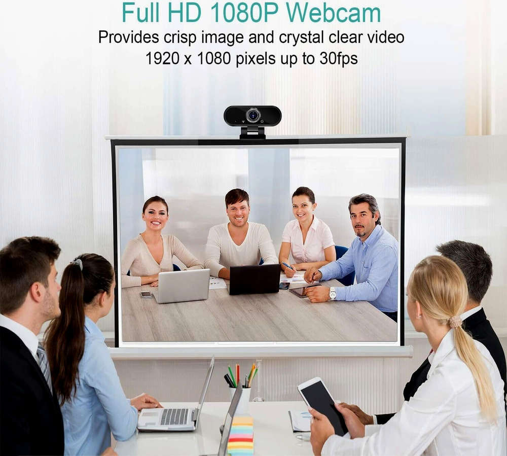 1080P HD USB Webcam with Built-in Mic for Streaming and Video Calls