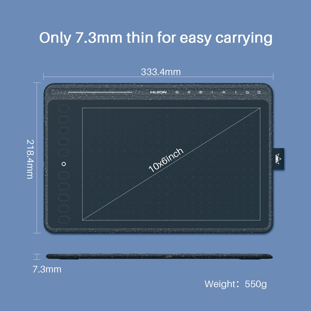 Huion HS611 Graphics Tablet - Enhanced Art Experience with Tilt and Battery-Free Pen