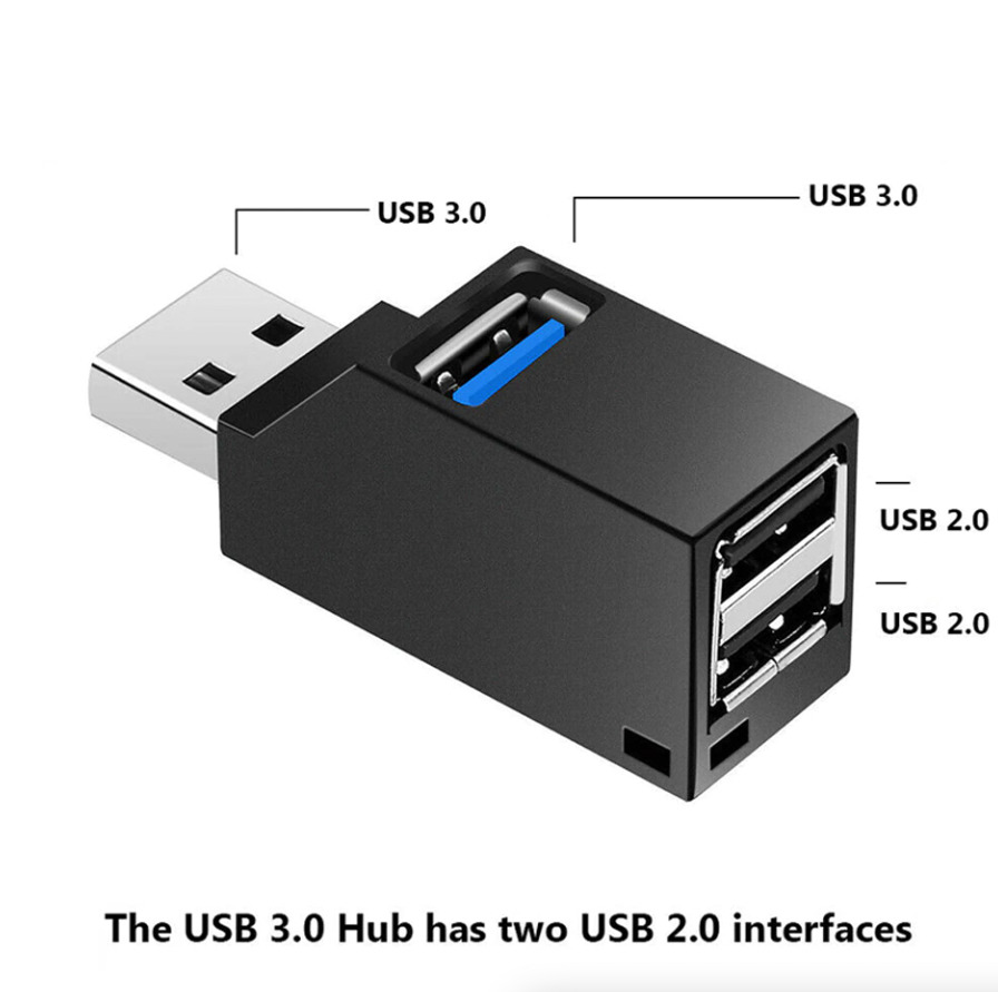 3-Port USB 3.0 Hub - Compact and Portable Data Transfer & Charging Station