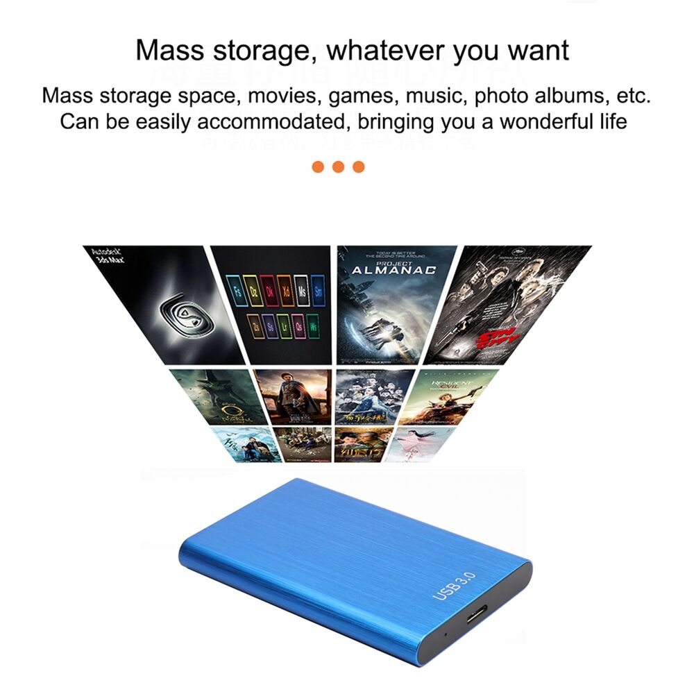 High-Speed USB 3.0 Portable External Hard Drive - 1TB/2TB/4TB