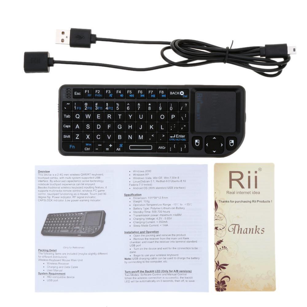 Rii X1 2.4Ghz Wireless Mini Keyboard - Compact & Versatile for Multiple Devices