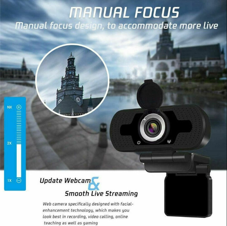 1080P Full HD Webcam with Built-in Mic for PC and Laptop