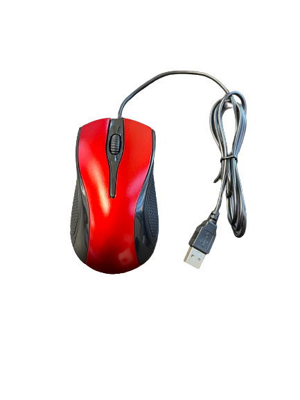 Red USB 2.0 Optical Wired Mouse with Scroll Wheel