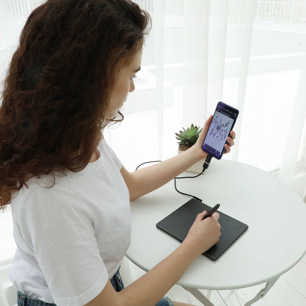 HUION HS64 Graphics Tablet - High Precision, 8192 Pressure Levels, Multi-Platform Compatibility