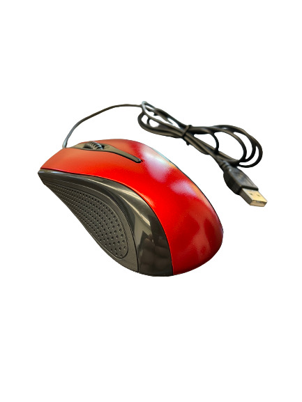 Red USB 2.0 Optical Wired Mouse with Scroll Wheel