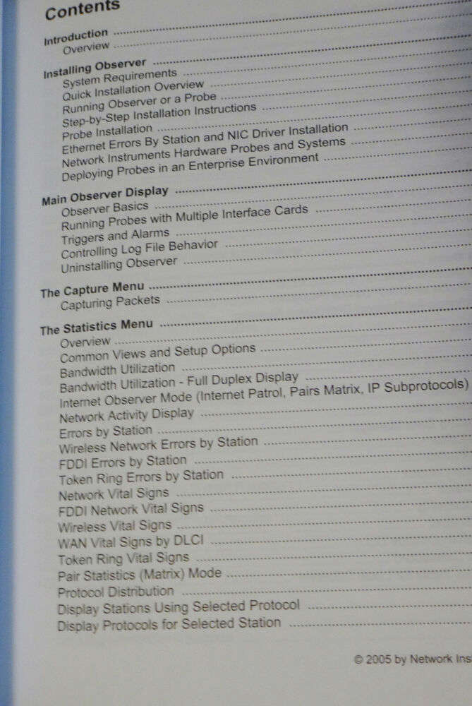 Network Instruments Observer 11 Comprehensive Guide 2005