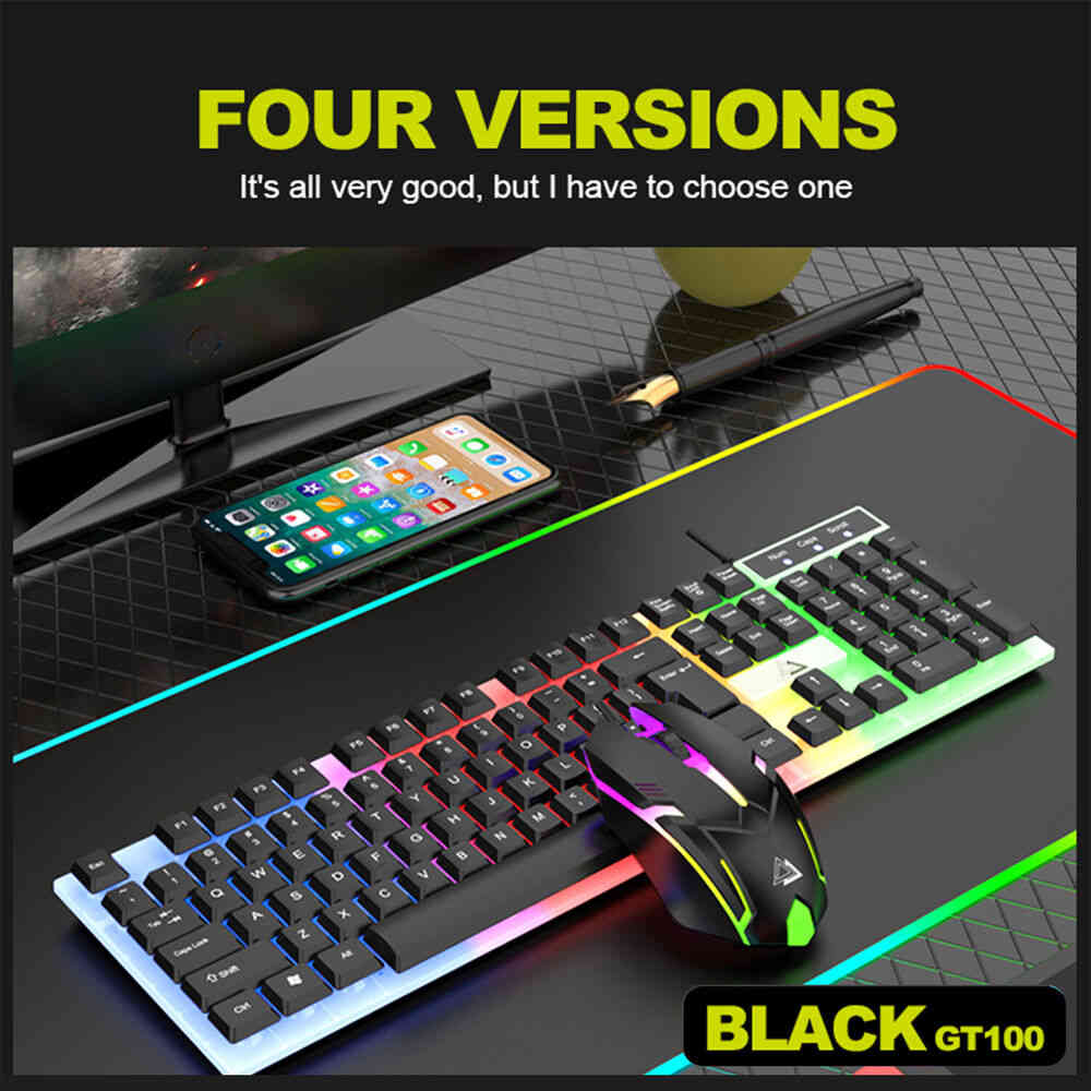 Premium RGB LED Rainbow Backlit Mechanical Gaming Keyboard and Mouse Combo