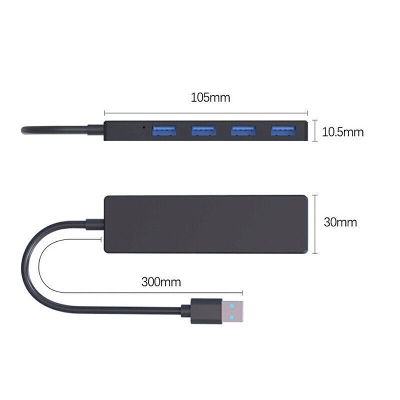 4-Port USB 3.0 Hub with Splitter and Expander for Enhanced Laptop Connectivity