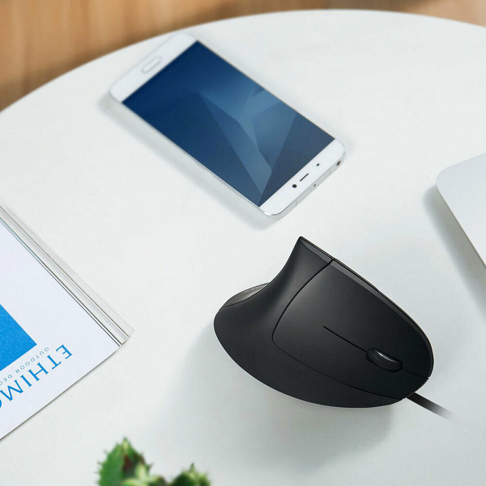 Ergonomic Vertical Optical Mouse with LED - 2400 DPI Wired USB for PC and Laptop